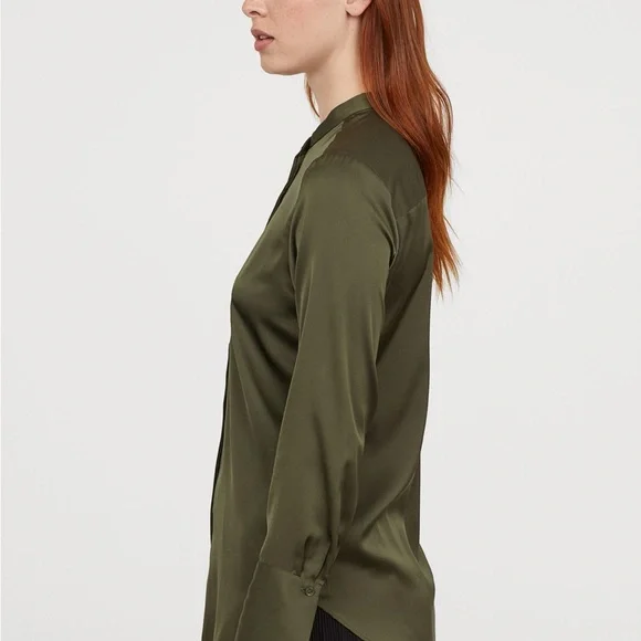 H&M Satin Olive Green Blouse - Picture 4 of 5